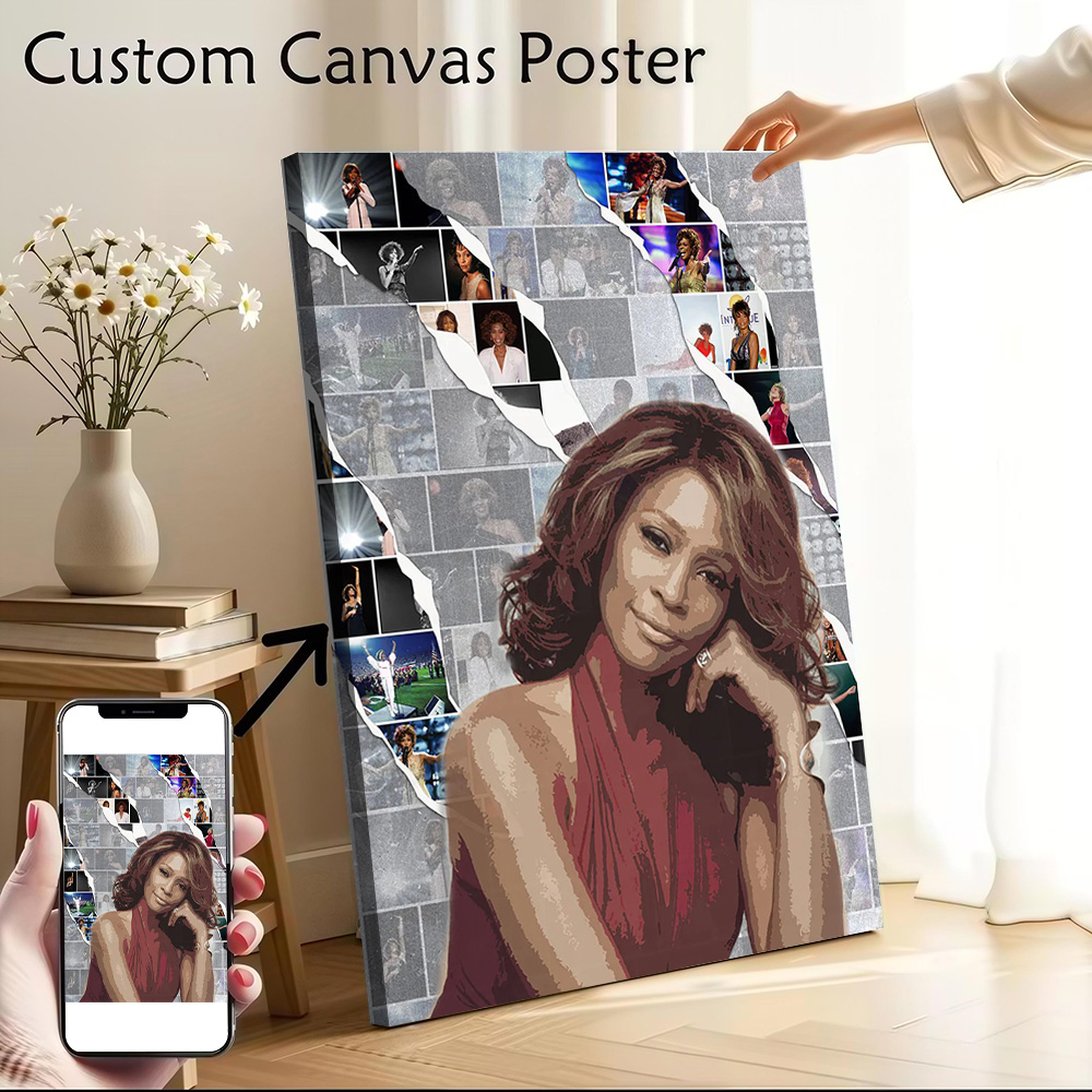 Home Decor Houston - Poster Kanvas Whitney Houston Seni Dinding