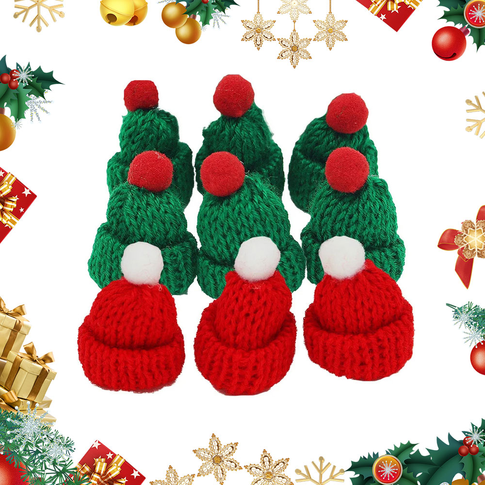 Yarn Home Decor - 10 buah topi rajut Natal Mini
