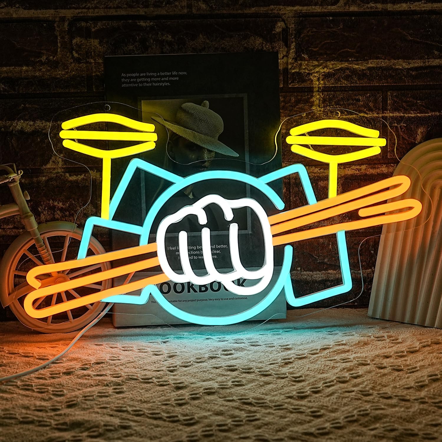 Home Decor Rustic - Lampu Neon LED Set Drum Bertenaga