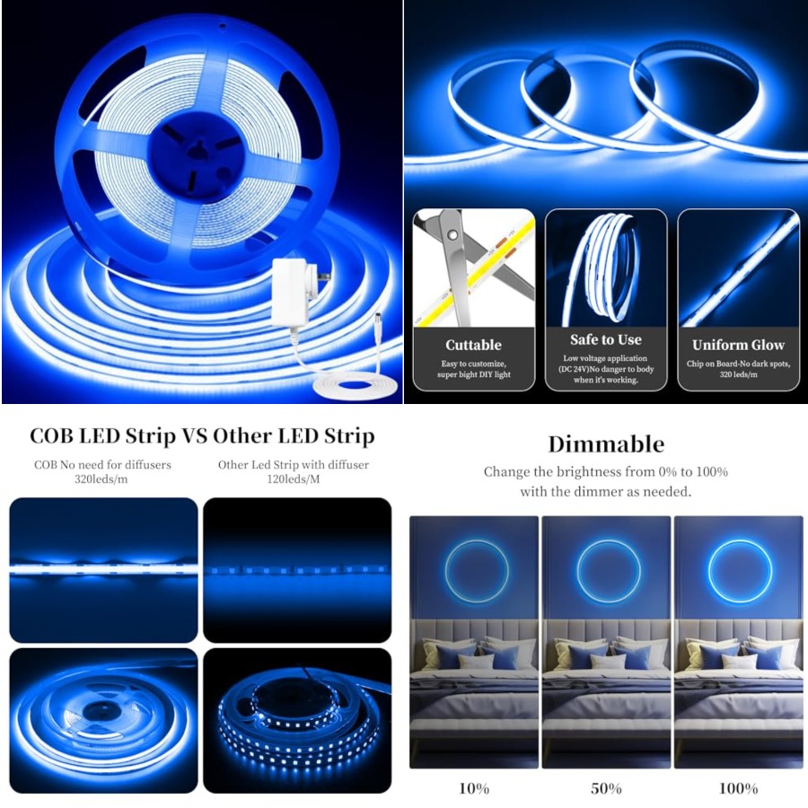 Led Strip Lights - Lampu Strip LED COB 32,8ft/10M, Lampu