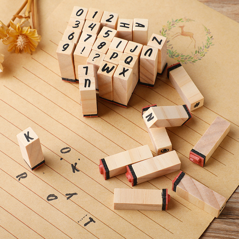 Wooden Letter Sign - Set mesin tik buku harian dasar
