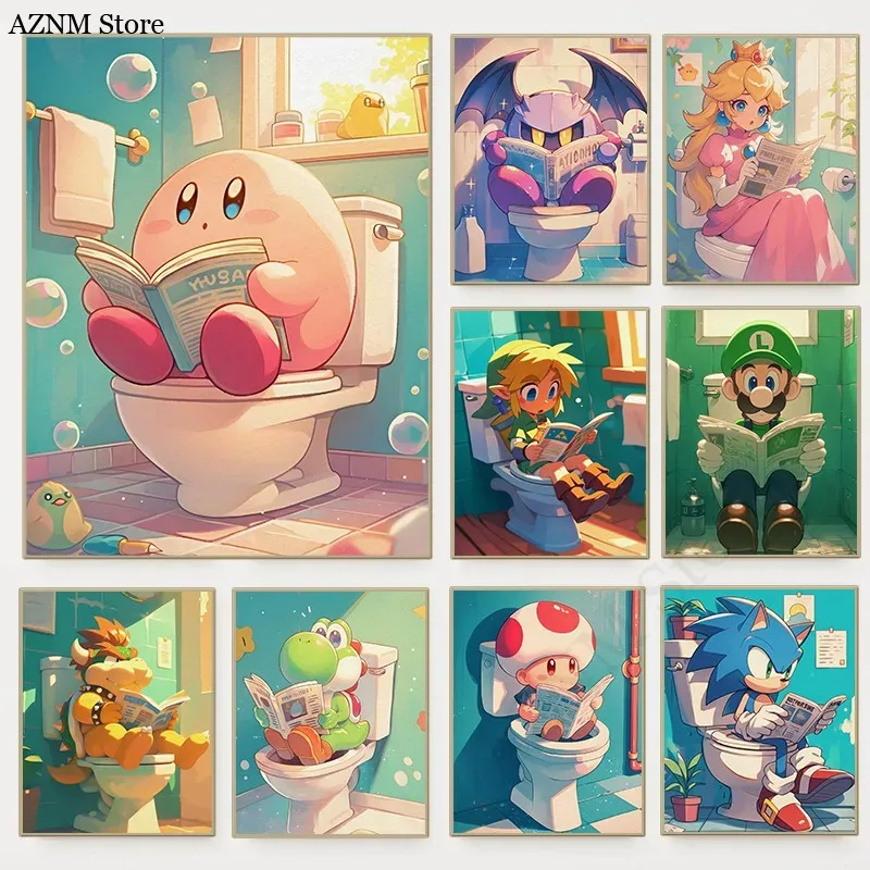 Home Decor Video - Poster Video Game Kartun Kamar Mandi