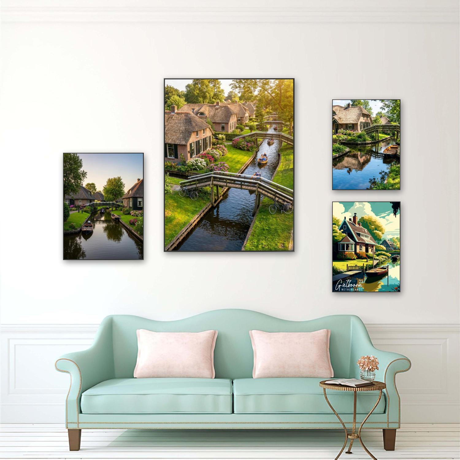 Home Decor Netherlands - Lukisan Berlian DIY Belanda Giethoorn Perahu