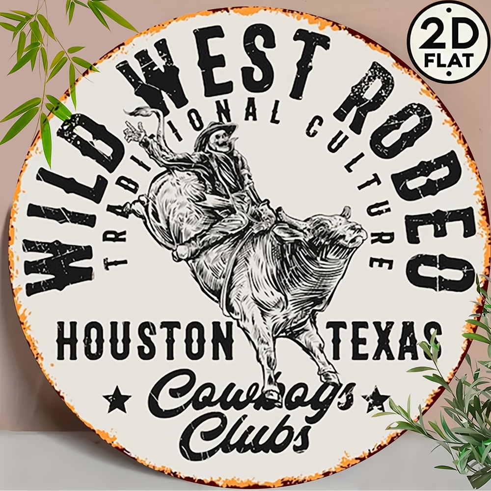 Home Decor Houston - Papan Logam Bundar Klasik Vintage Houston