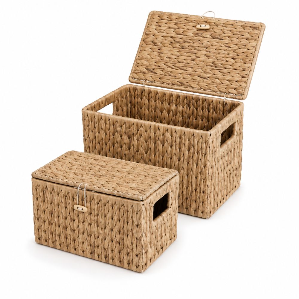 Rattan Plant Basket - Keranjang Penyimpanan Anyaman Eceng Gondok Persegi