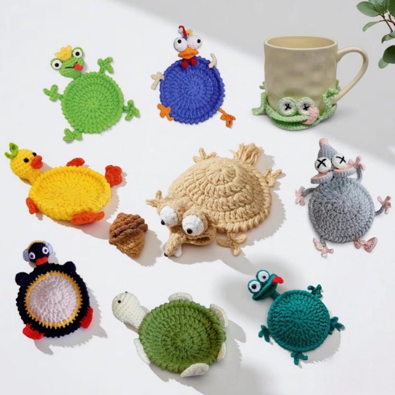 Yarn Home Decor - Alas Cangkir Kadal Rajutan Kreatif, Alas