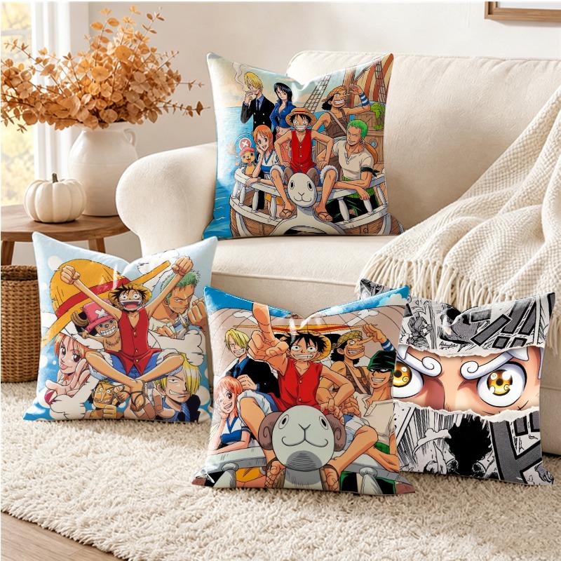 Decorative Throw Pillow - Sarung Bantal One Piece 45X45cm Luffy
