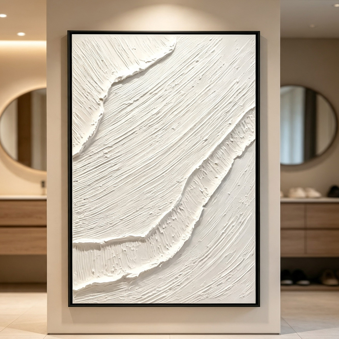 Lukisan Minyak Abstrak Tekstur - Home Decor White ulasan dan harga