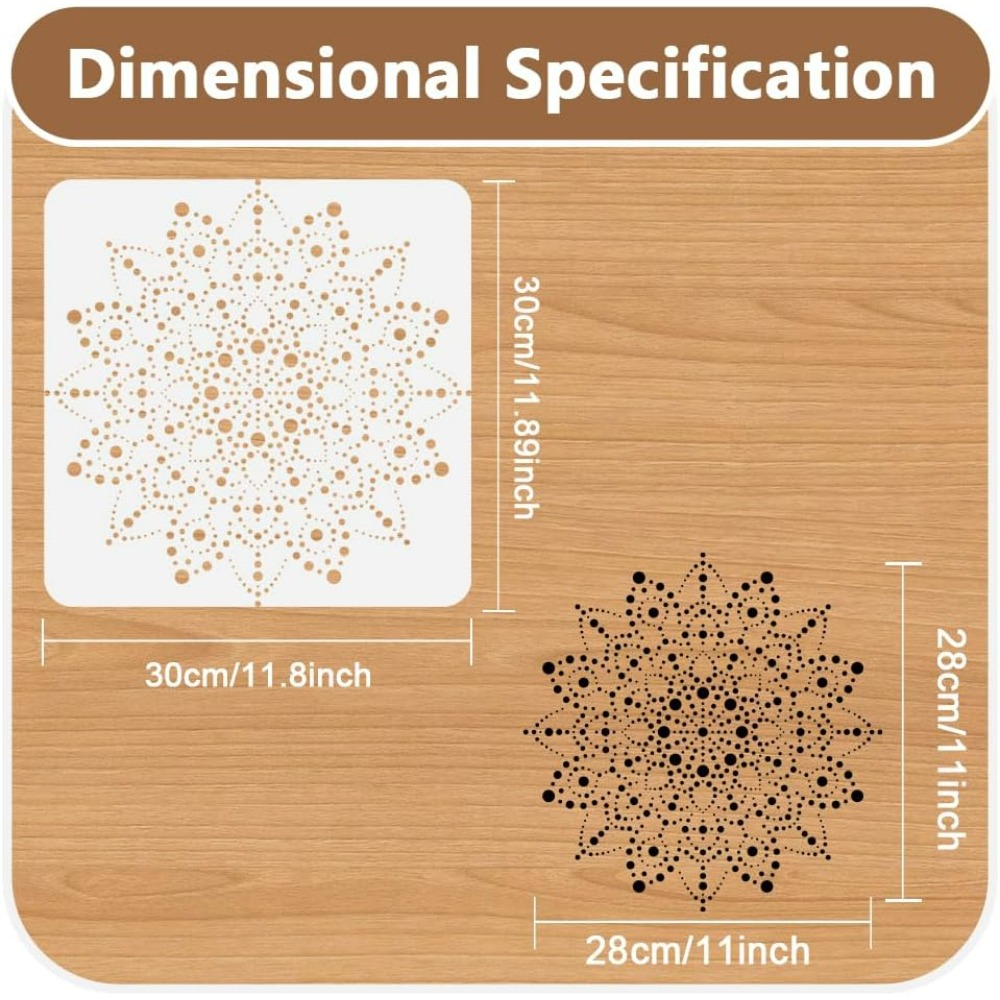 Templat Stensil Mandala Titik  - Home Decor Wall Tiles ulasan dan harga