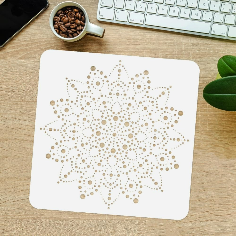 Templat Stensil Mandala Titik  - Home Decor Wall Tiles ulasan dan harga