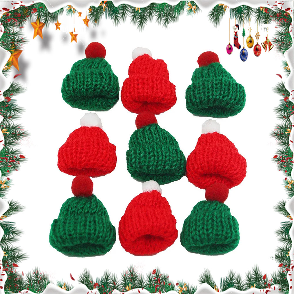 10 buah topi rajut Natal Mini  - Yarn Home Decor ulasan dan harga