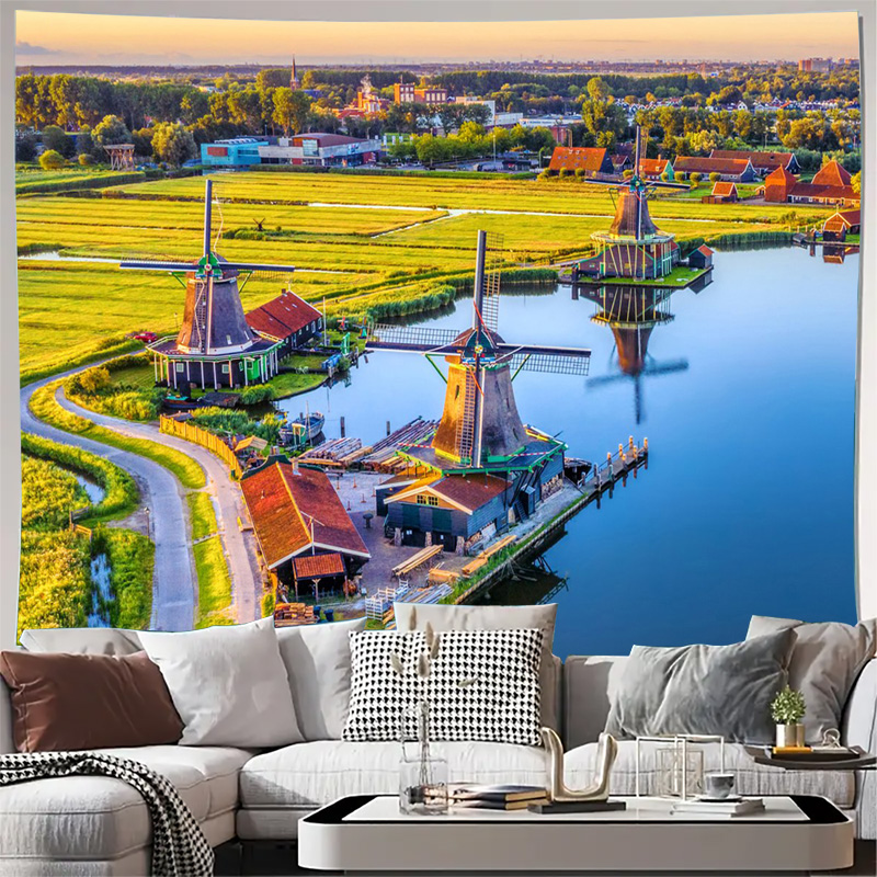 Tapestry Kincir Angin Belanda  - Home Decor Netherlands ulasan dan harga