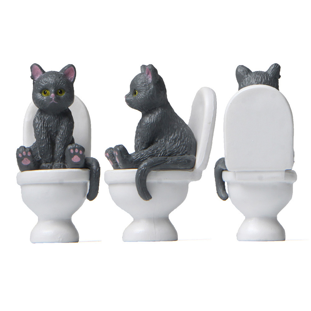 Kucing duduk di patung Toilet  - Home Decor Korea ulasan dan harga