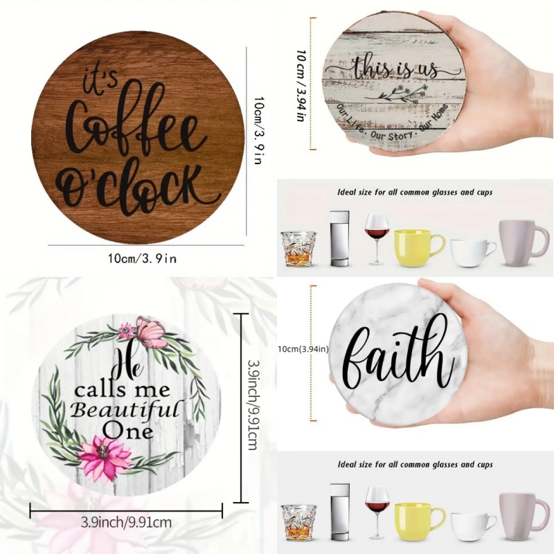 6 Buah Tatakan Gelas Kayu Luki - Wooden Letter Sign ulasan dan harga