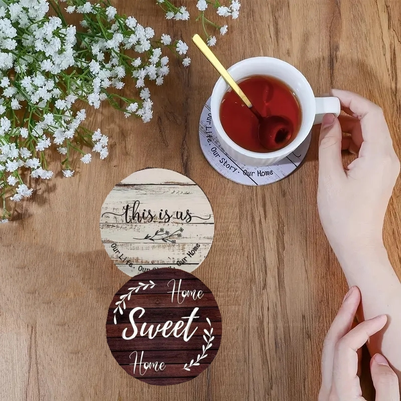 6 Buah Tatakan Gelas Kayu Luki - Wooden Letter Sign ulasan dan harga