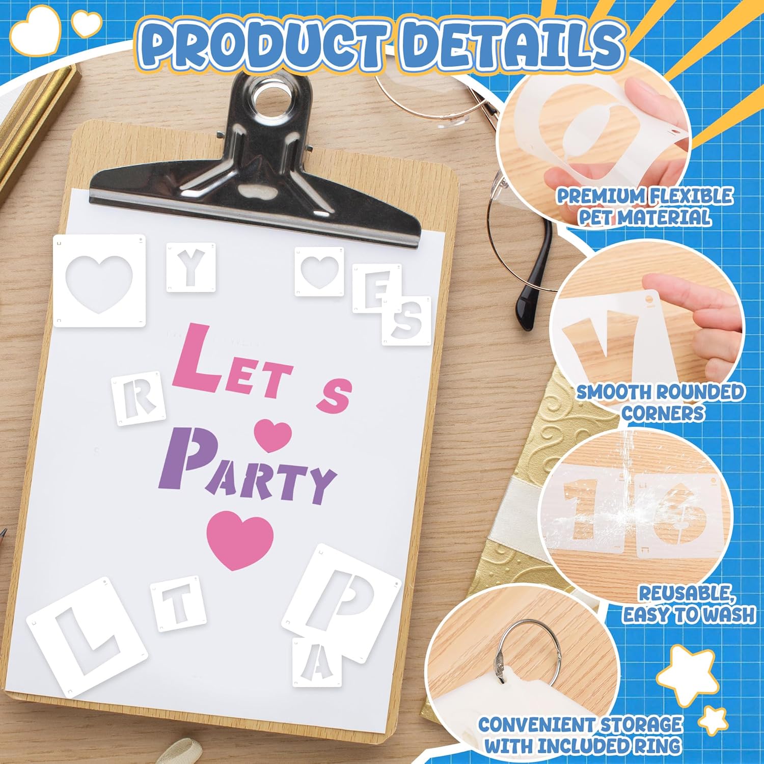 80Pcs Stensil Huruf dan Angka  - Wooden Letter Sign ulasan dan harga