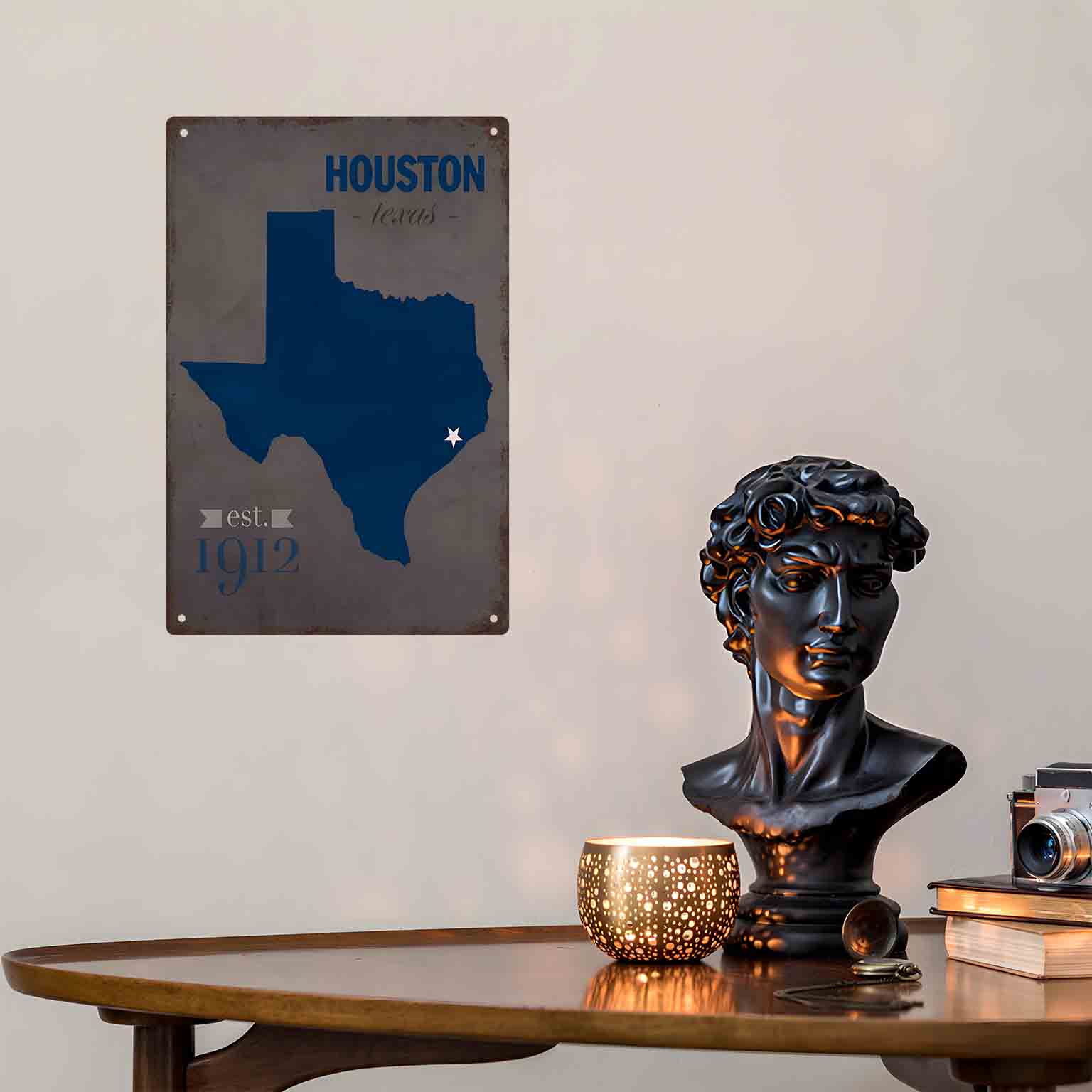 2D FLAT 1pc Peta Biru Houston  - Home Decor Houston ulasan dan harga