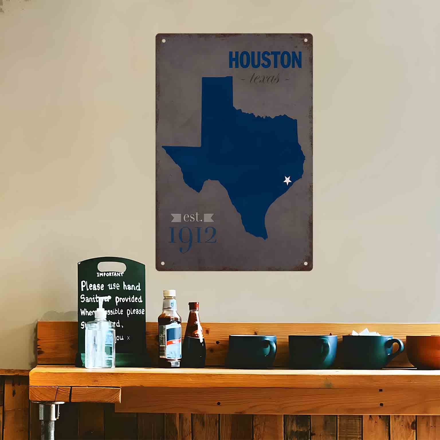 2D FLAT 1pc Peta Biru Houston  - Home Decor Houston ulasan dan harga