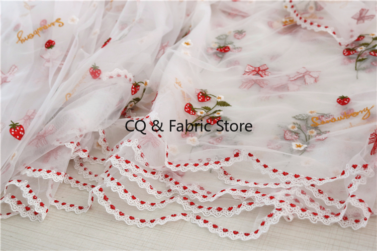 Kain renda jala stroberi bunga - Yarn Home Decor ulasan dan harga