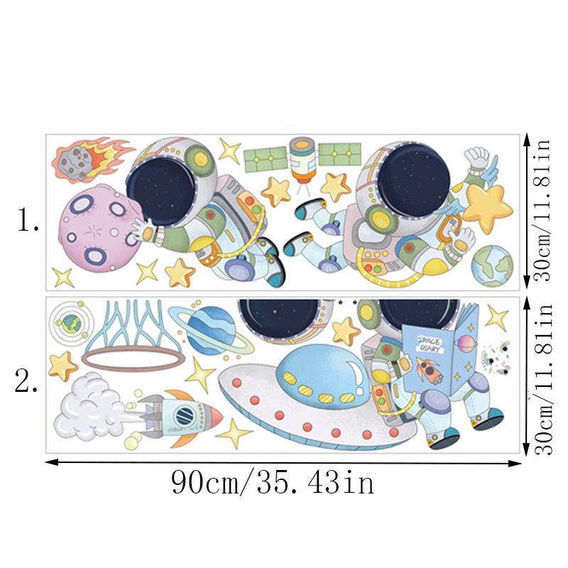 Stiker Dinding Astronot Kartun - Home Decor Wall Tiles ulasan dan harga