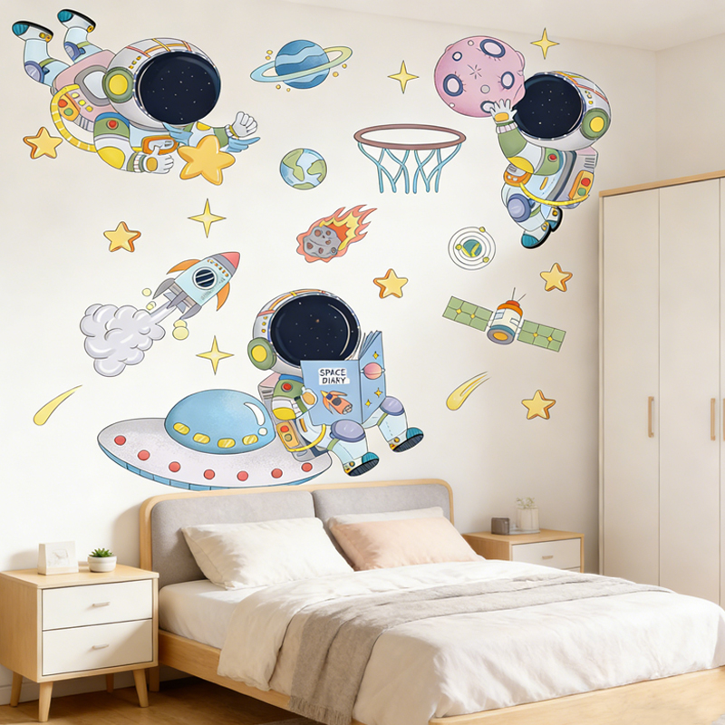 Stiker Dinding Astronot Kartun - Home Decor Wall Tiles ulasan dan harga