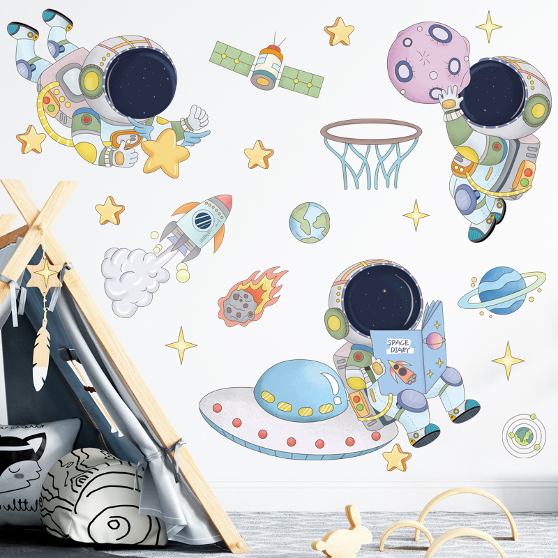 Stiker Dinding Astronot Kartun - Home Decor Wall Tiles ulasan dan harga
