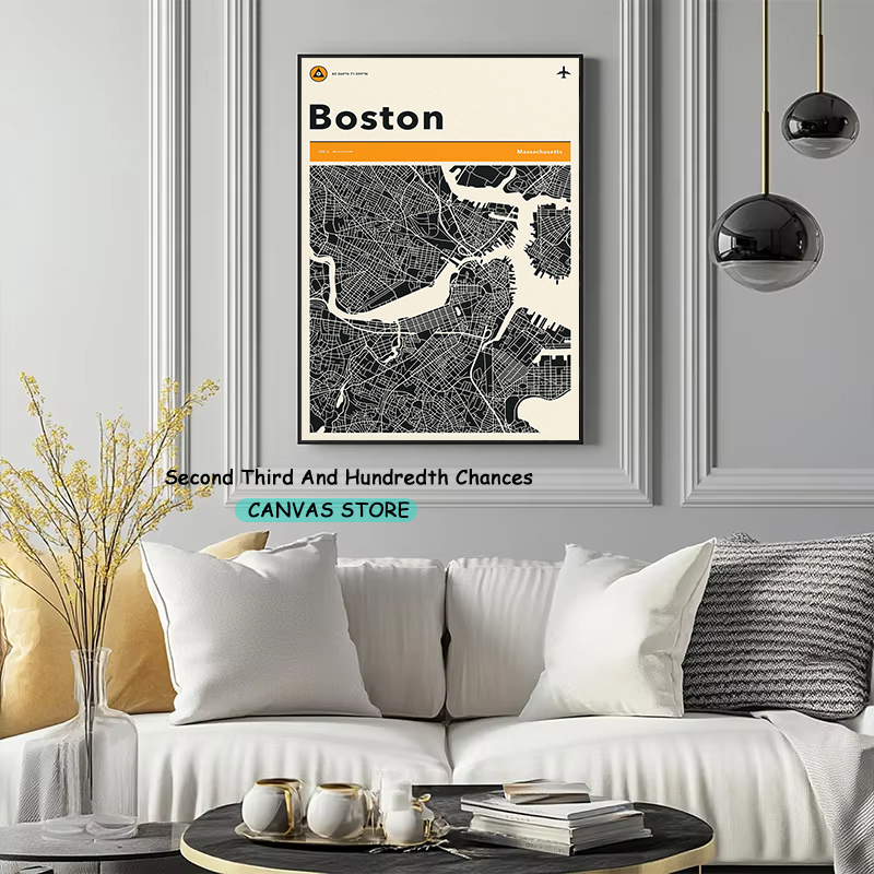 Seni Peta Minimalis AMSTERDAM  - Home Decor Houston ulasan dan harga